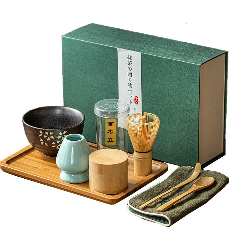Bambus -Mokka -Utensil -Set mit Tassenuntertasse