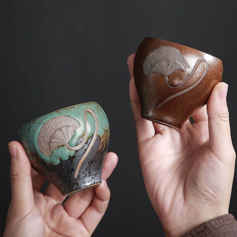 Kung fu lotus teh keramik tembikar kasar