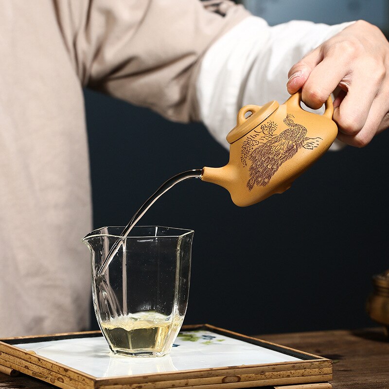Yixing el yapımı fenging cevheri altın kil çaydanlık