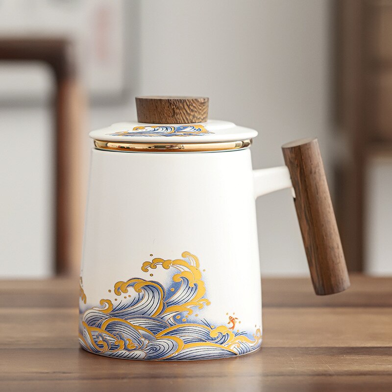 Cangkir teh keramik berkualitas tinggi Cina dengan infuser dan tutup