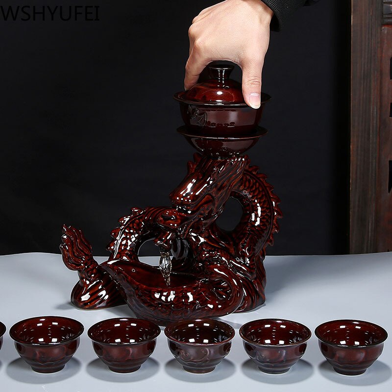 Ceramiczny zestaw herbaty smoka | Oriental Dragon Teapot | Chiński zestaw herbaty w stylu vintage