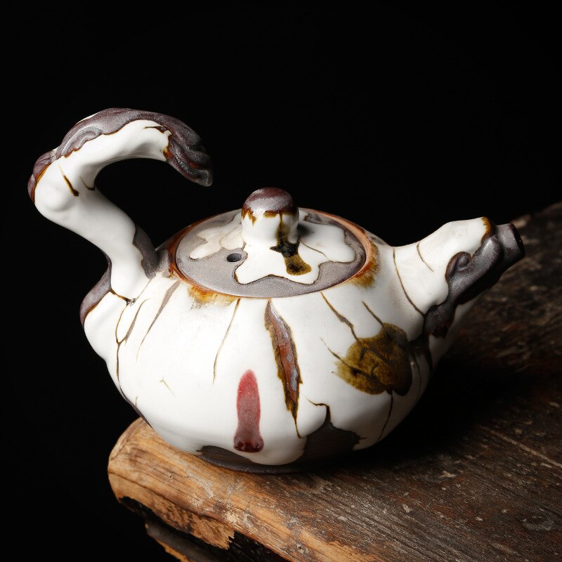 Chinese Marble Teapot With Golden Rims
