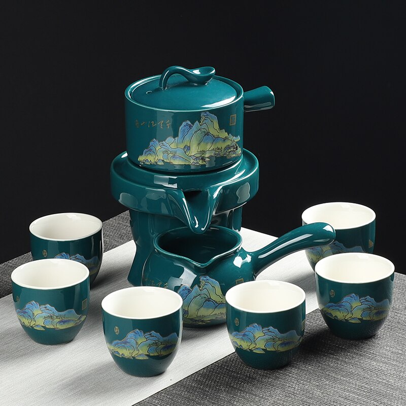 Set da tè in ceramica a onda di mare blu