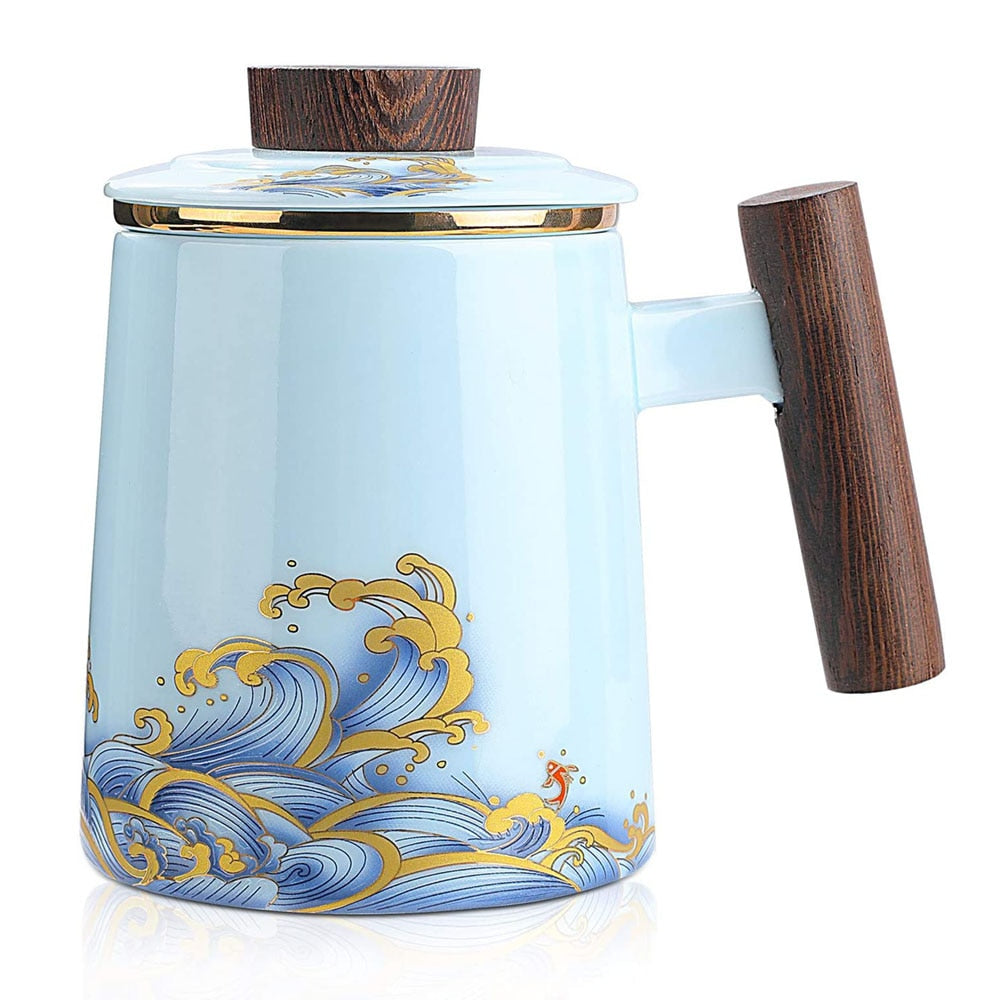 Chinese High Quality Ceramic Tea Cup with Infuser and Lid