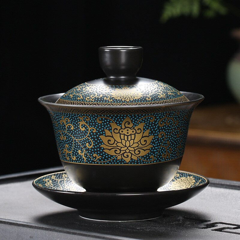 Gaiwan in ceramica peonia cinese | Porcellana Gaiwan