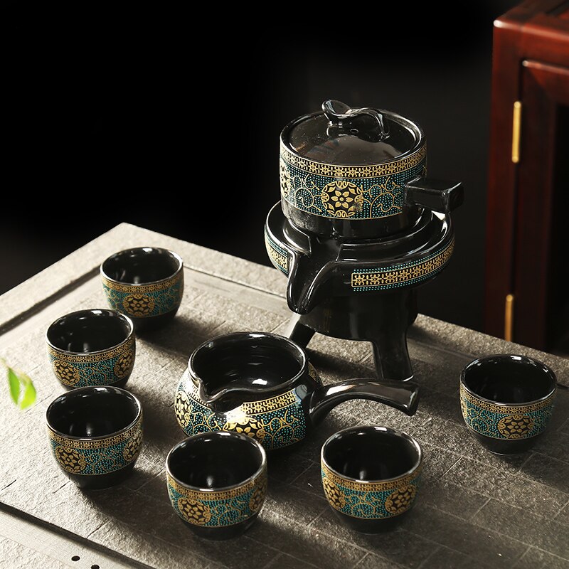 Set da tè in ceramica a onda di mare blu