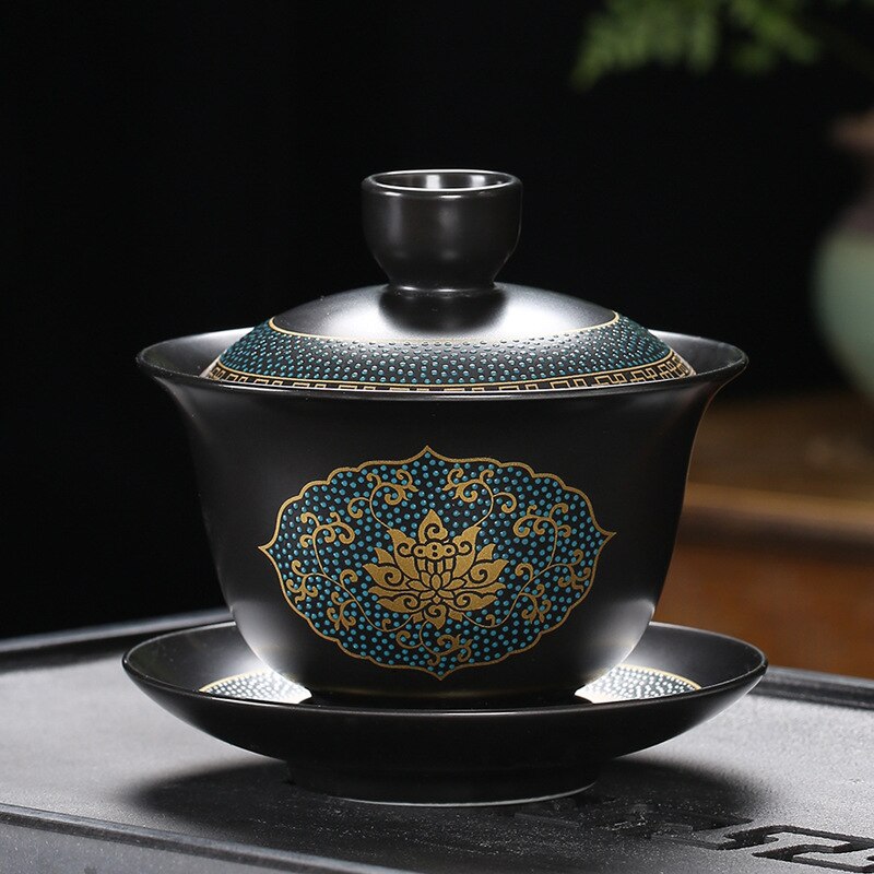Chinesische Pfingstrose Keramik Gaiwan | Porzellan Gaiwan