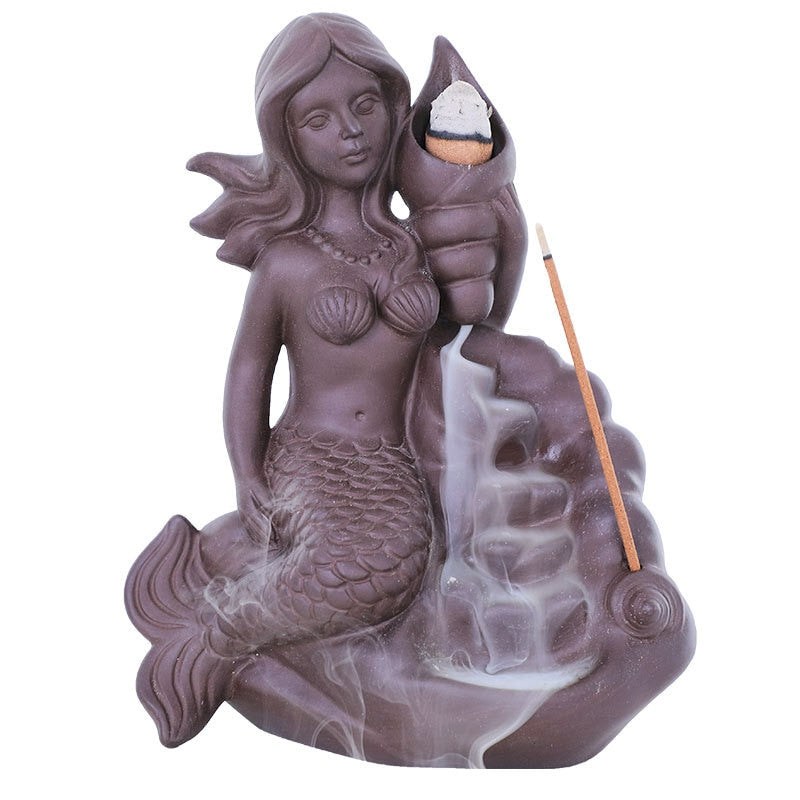 Ceramic Mermaid Backflow Air Terjun Pembakar Dupa