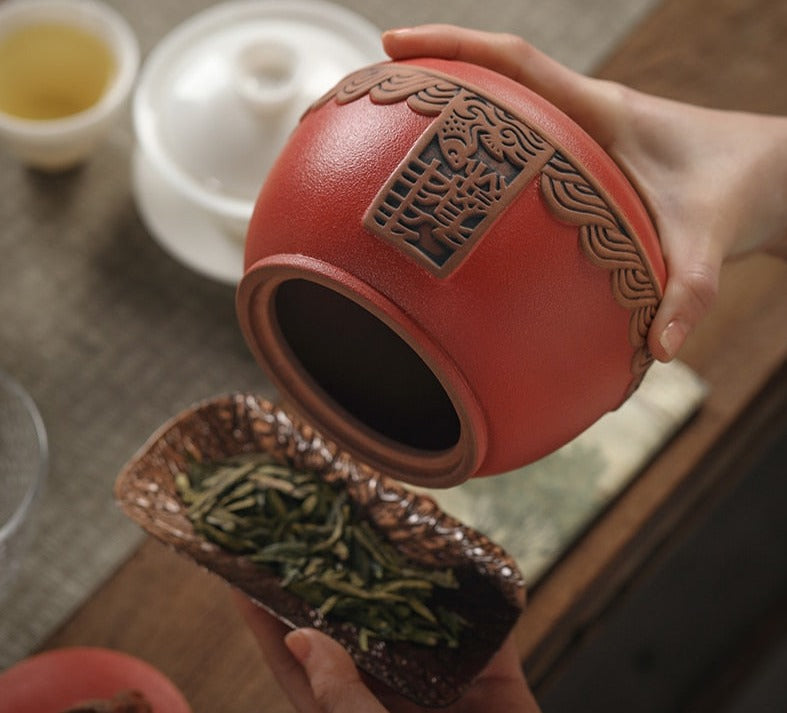 Boîte à thé en poterie traditionnelle