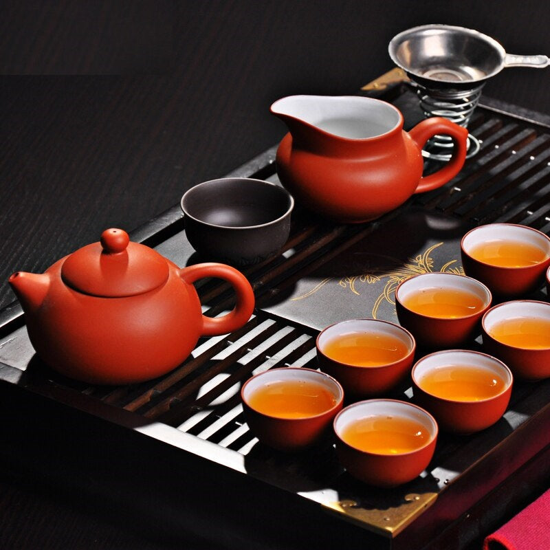 Yixing fialové hliněné lotosové čajové sady