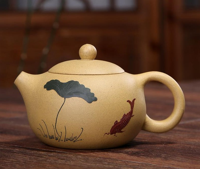 Yixing Clay Xi Shi Peony Handmade  Chinese Teapot