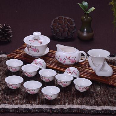 Chińskie jadean porcelanowy lotos gaiwan herbata