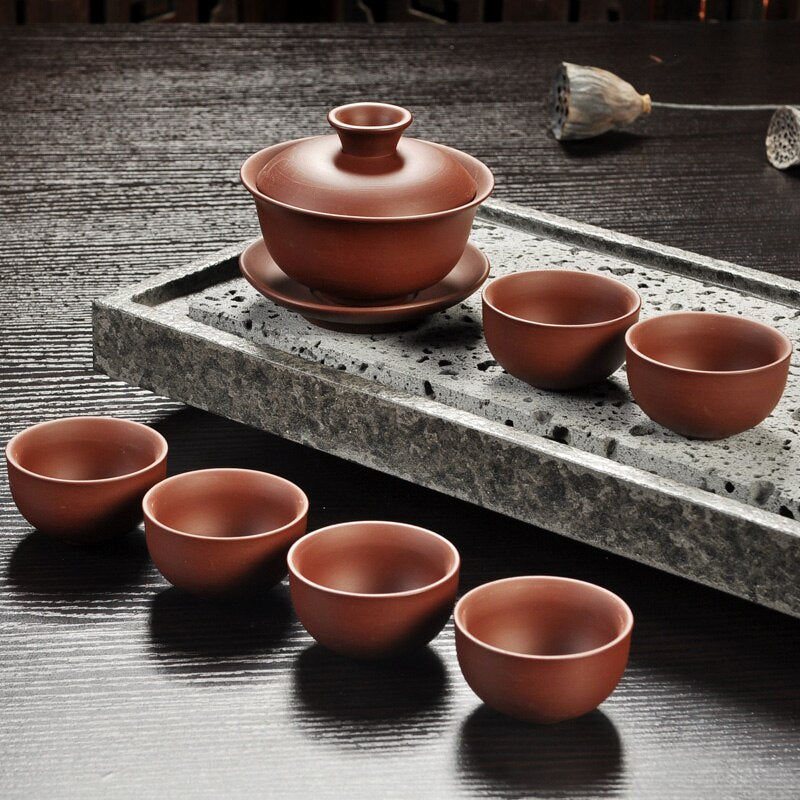 Yixing Purpur Clay Kungfu Tee -Set