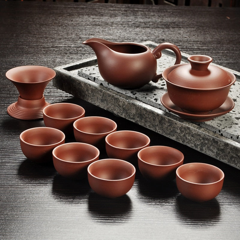Yixing Purpur Clay Kungfu Tee -Set