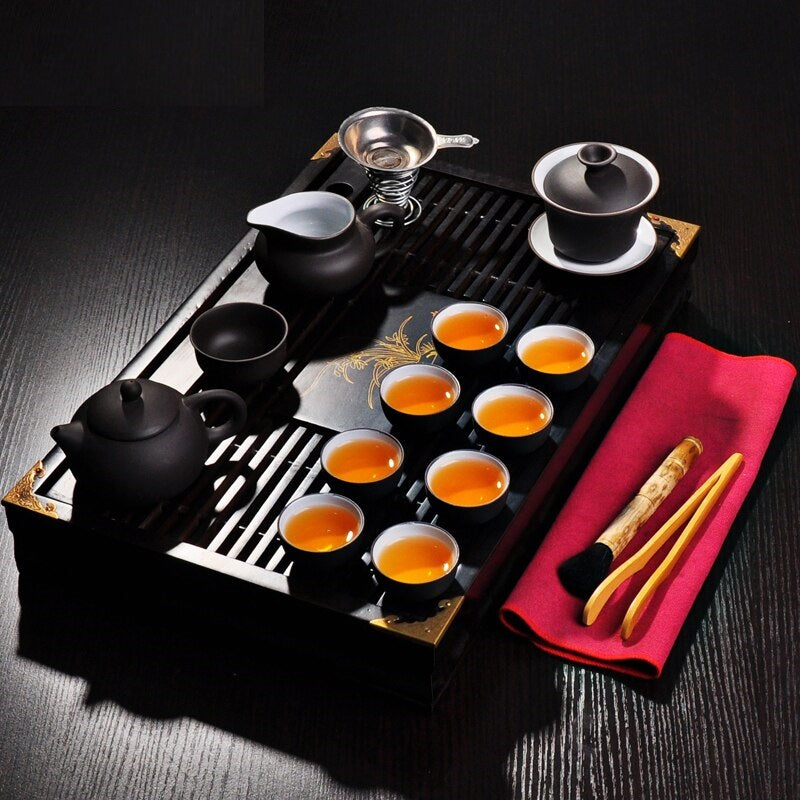 Service à thé Lotus en argile violette de Yixing