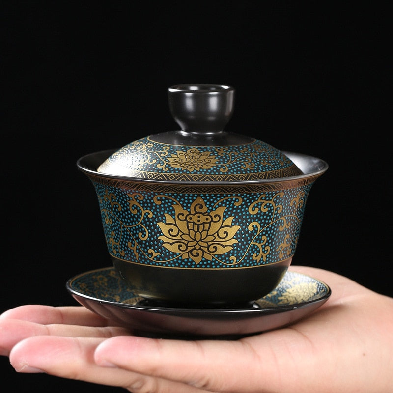 Chinese Peony Ceramic Gaiwan | Porcelain Gaiwan