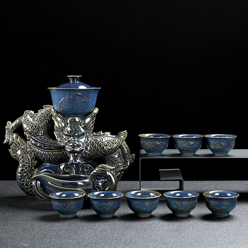 Dragon Ceramics Tea Set With Semi-automatic Spin tea infuser
