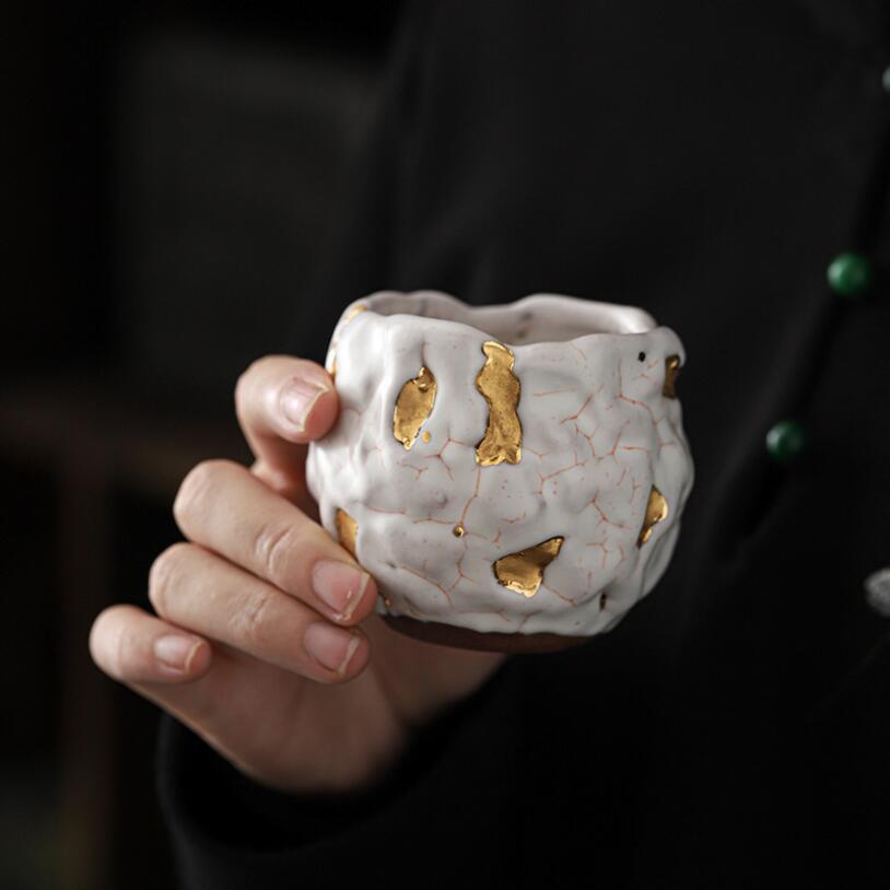 Tazza di tè gongfu in oro shinoyaki