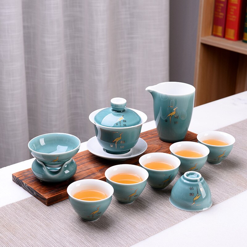 Set Teh Porselen Lansekap Biru Cina | Set Teh Keramik