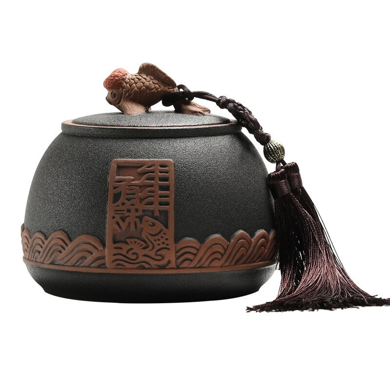 Caja de té de cerámica tradicional