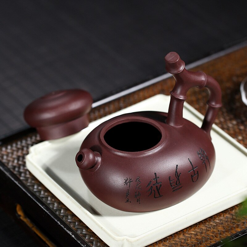 Yixing Handmade Bamboo Purple Sand Teapot
