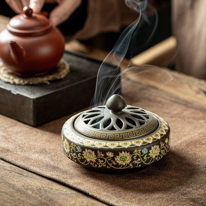 Queimador de incenso em cerâmica- fogão de aromaterapia antiga
