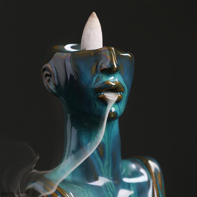 New Ceramic Beauty Statue Backflow Incense Burner