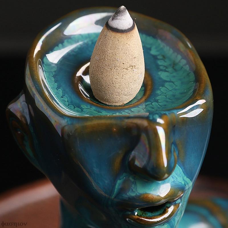 Nova estátua de beleza cerâmica queimador de incenso de refluxo