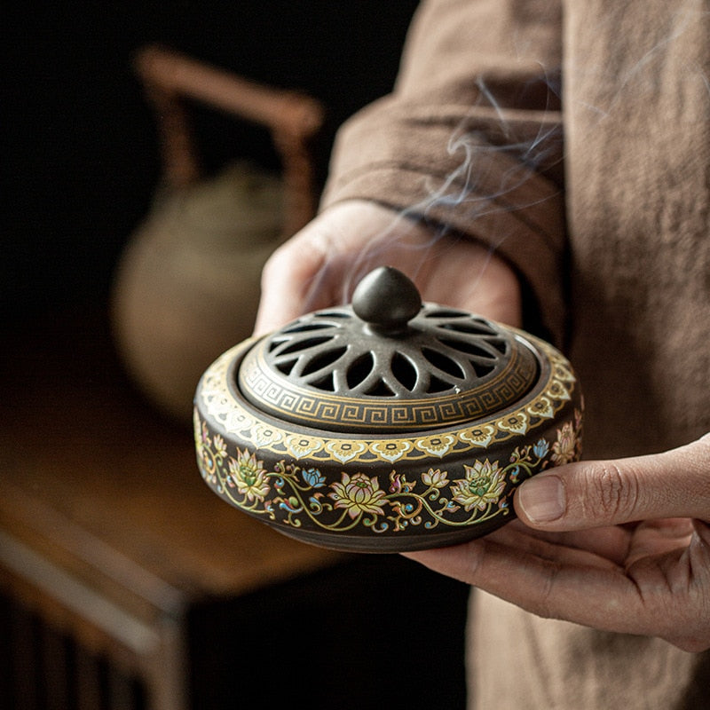 Keramisk røgelsesbrænder- antik aromaterapi komfur