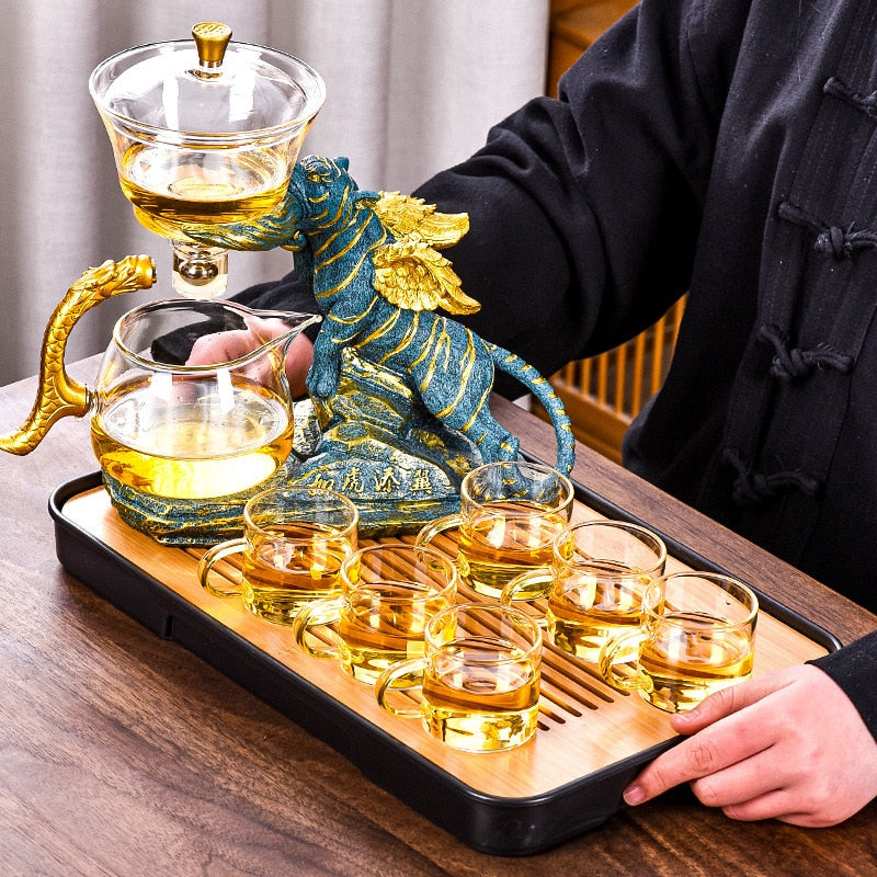 Conjunto de chá de vidro preguiçoso kungfu