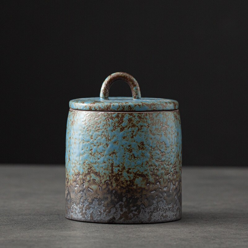 Vintage Iron Style Coarse Pottery Tea Caddy