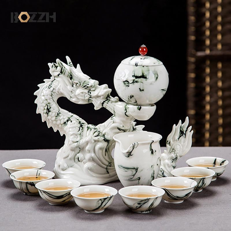 Kinesisk vintage te -uppsättning | Antik tesats för vuxna | Oriental Dragon Set