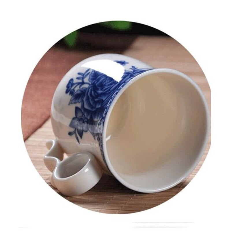 Dehua valkoinen keraaminen kiinalainen teekuppi infuserilla
